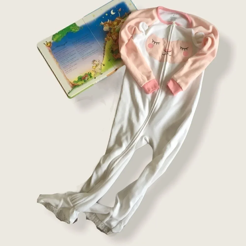 Carter’s Fleece Sheep Overall Pyjamas 4T EUC
